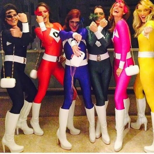Six women dressed as Power Rangers.