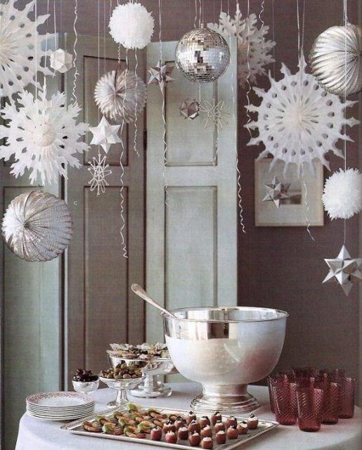 Simple New Year decoration with bbols and snowflake