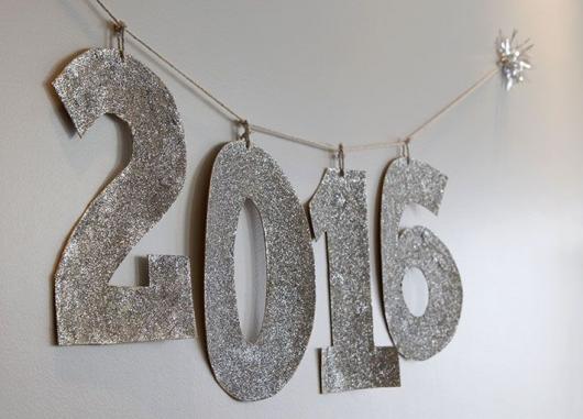 New Year's decoration recycled paper numbers
