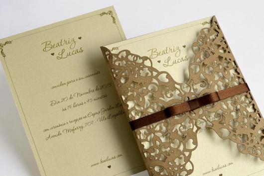 Simple beige arabesque engagement invitations