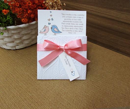 Engagement Simple invitations illustrated with blue lovebirds and pink