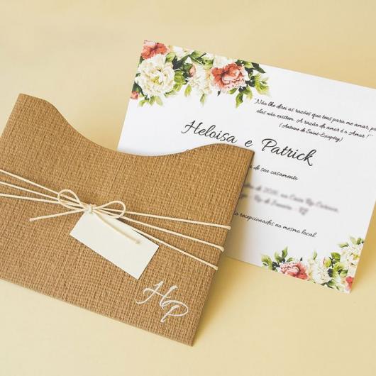 Simple rustic Engagement Invitations with jute envelope