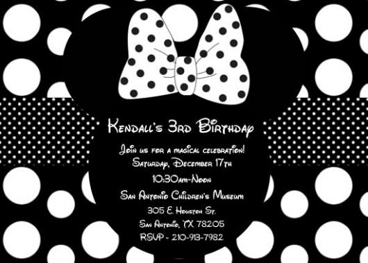 minnie's black and white invitations