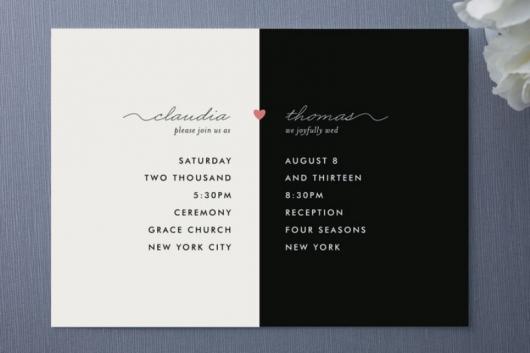 black and white cardboard wedding invitations