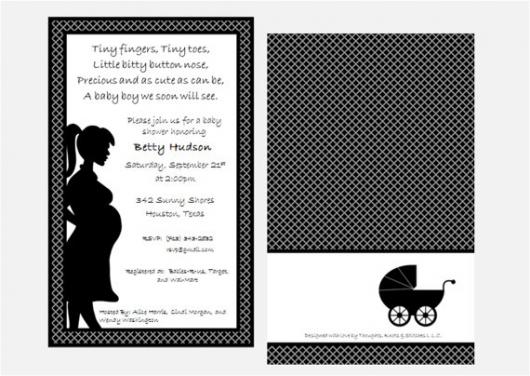 black and white template baby shower invitations