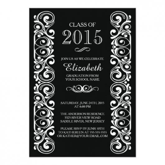 black and white graduation invitations