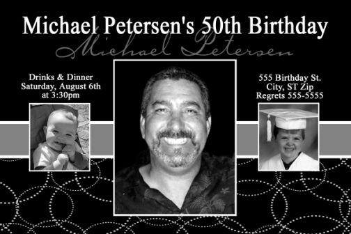 black and white male party invitations