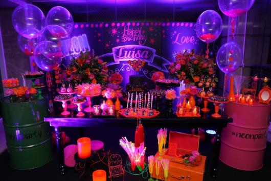 Neon 18th Birthday Party Themes with Candles