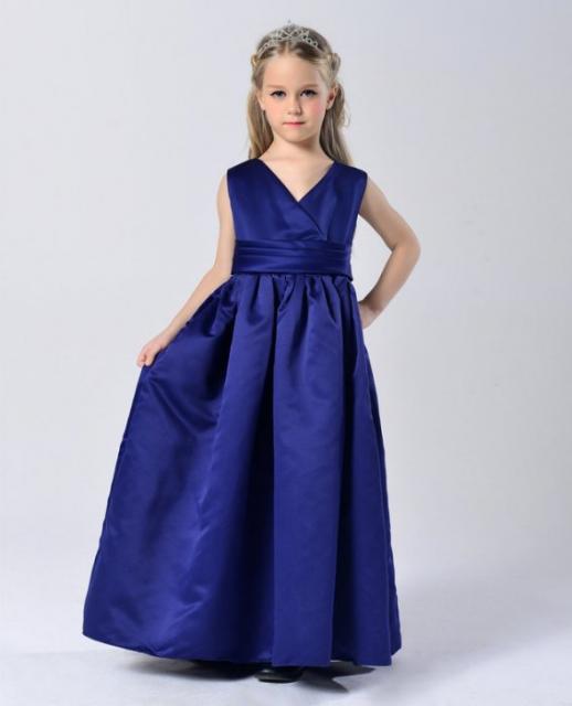 Long blue children's prom dress