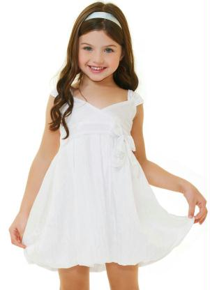 Simple white children's prom dress