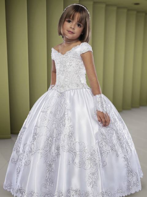 Children's long white party dress