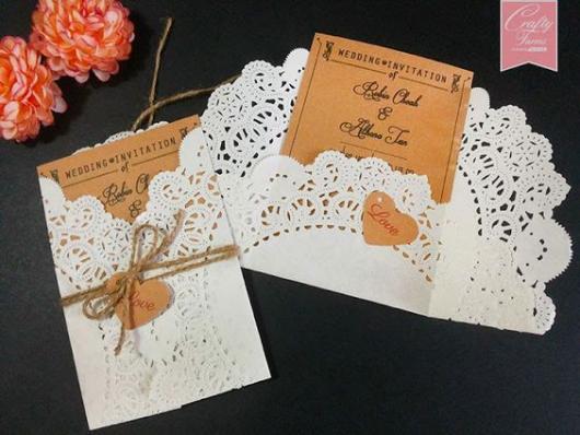 lace rustic invitation