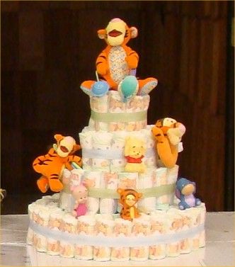 Pooh teddy bear unisex fake cake with its characters on top
