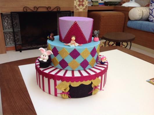 fake colorful rubberized circus cake