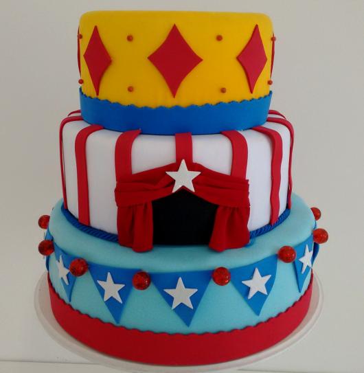 fake circus cake with colored rubber