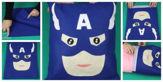 Assembly teaching Captain America's pillow making.