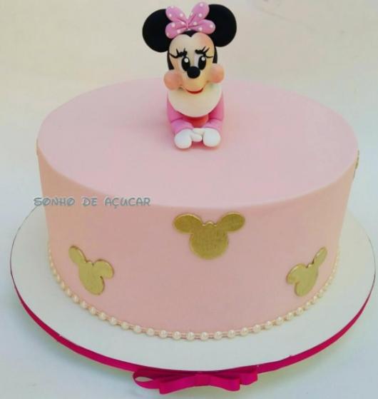 pink and gold cake Minnie baby