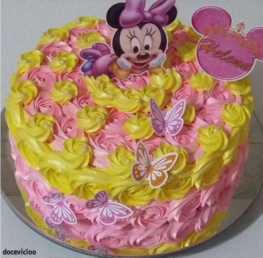 pink and yellow cake