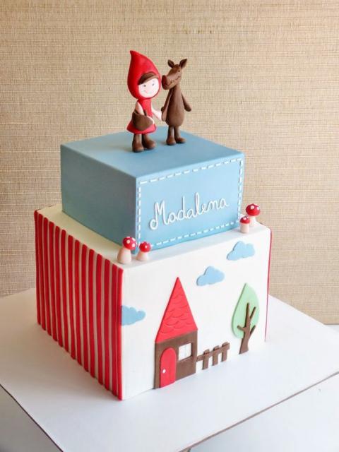 EVA little square red hat cake