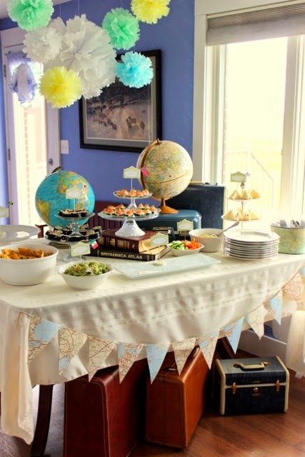 Globes serving as the party's decorative item.