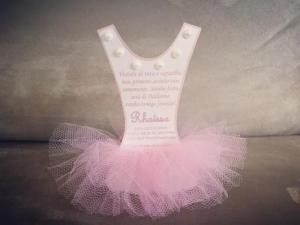 invitation in the form of a ballerina dress with tulle appliqué