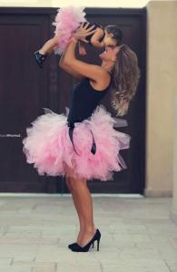 mother and daughter ballerina dress in black and pink