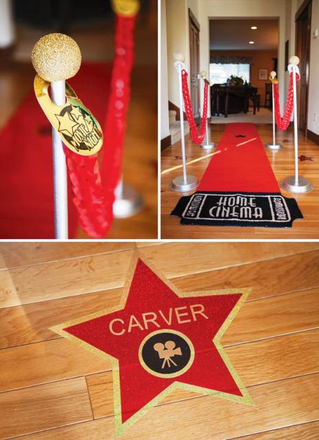 Entrance hall for a movie-themed party