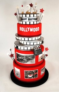 Movie / Hollywood Party Cake with contrasting photos and colors