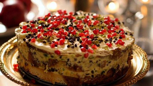 Simple walnut frosted Christmas cake