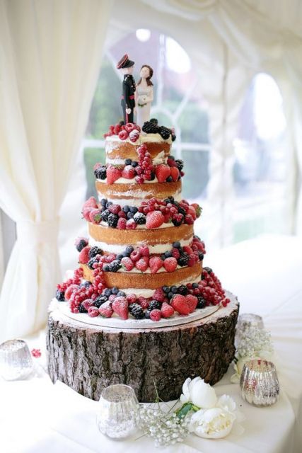 Cake Decorated with Sugar Fruits and Red Fruits
