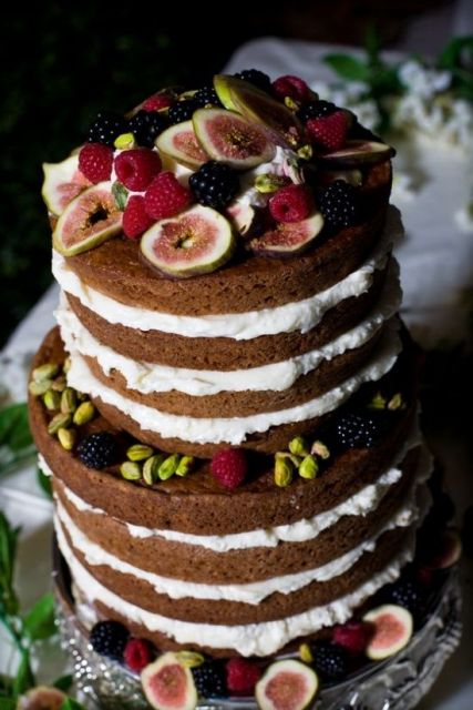 Cake Decorated with Different Fruits I say