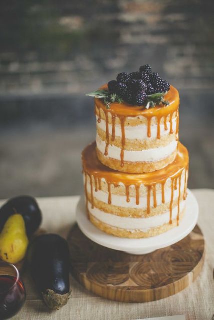 Cake Decorated with Caramel Fruits