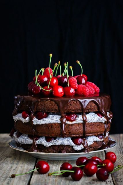 Cake Decorated with Fruit Chocolate Peeled Cake