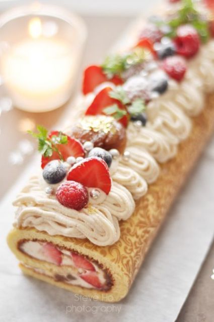 Cake Decorated with Whipped Fruit