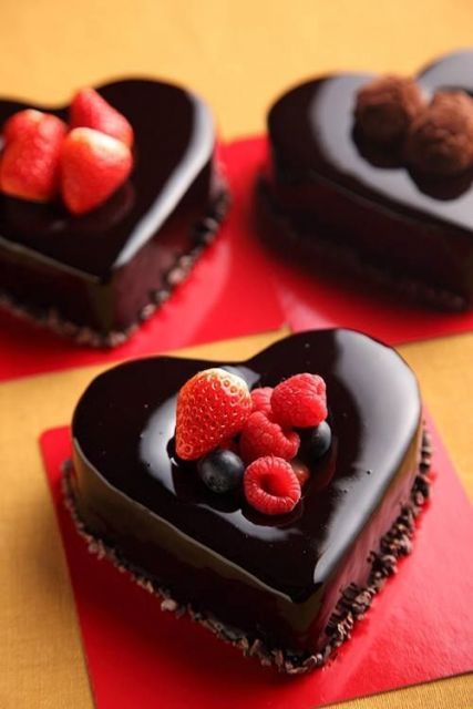 Cake Decorated with Heart Fruits