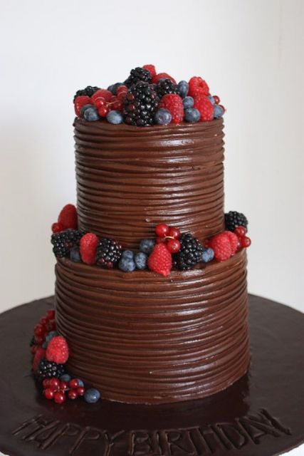 Cake Decorated with Chocolate Fruits