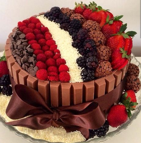 Cake Decorated with Very Chocolate Fruits