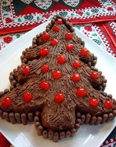 Cake Decorated with Fruits Christmas Tree