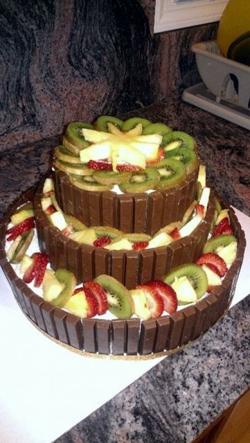 Cake Decorated With Fruit Kit Kat