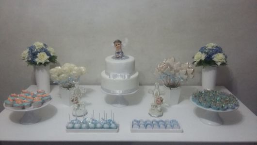 simple blue and white christening