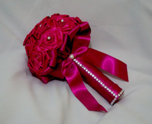 Satin bouquet with delicate pearls