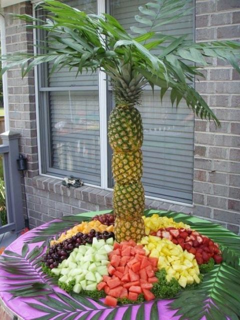 tropical Hawaiian fruit table