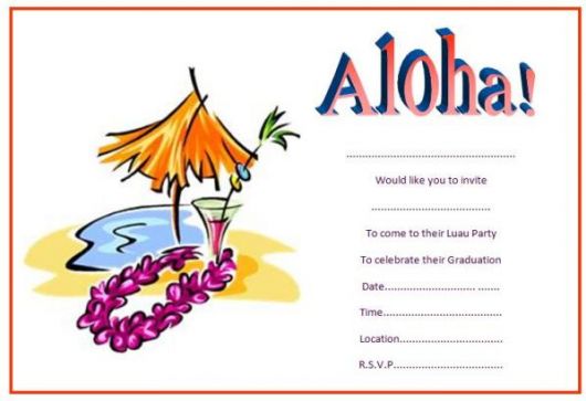 Hawaiian party invitation template