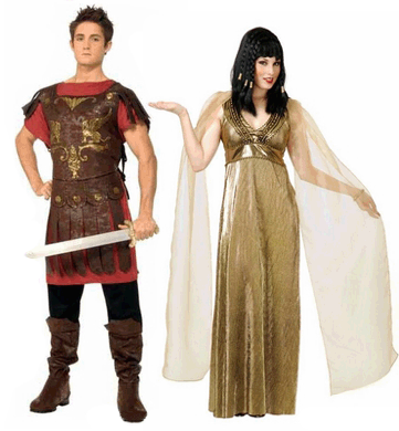 Cleopatra and Roman soldier costumes