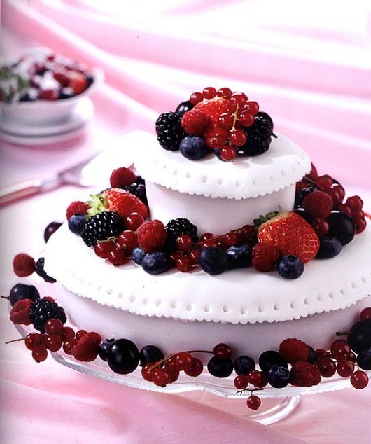 Cake decorated with white fruit