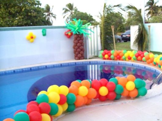 colorful pool party