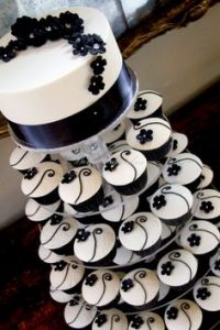 black and white female 40th birthday party cake