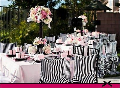 female 40th birthday party wearing black and white decor