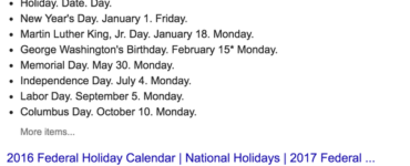 How many holidays are in a year?
